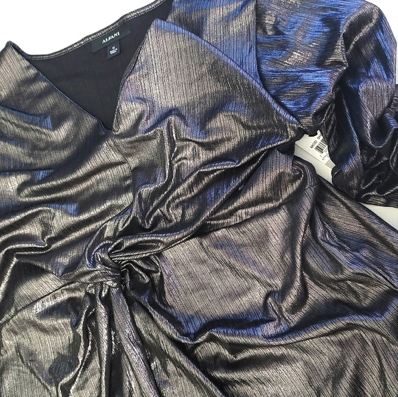 Alfani Metallic Twist-Front V-Neck Top - Picture 4 of 8